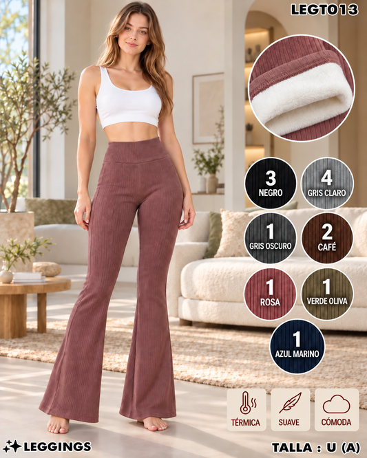 LEGT013 - Leggings Acampanados con Brillos e Interior Afelpado