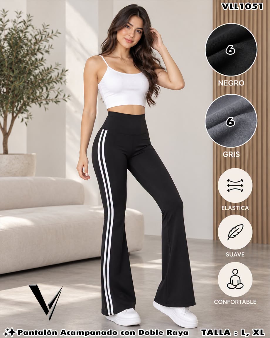 VLL1051 - Pantalón Acampanado con Doble Raya
