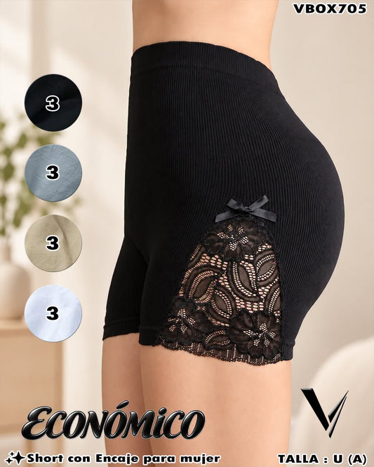 VBOX705 - Short con Encaje para Mujer