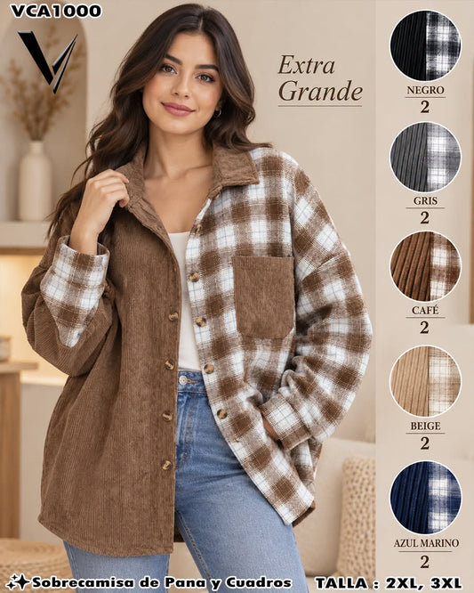 VCA1000 - Sobrecamisa de Pana y Cuadros Extra Grande
