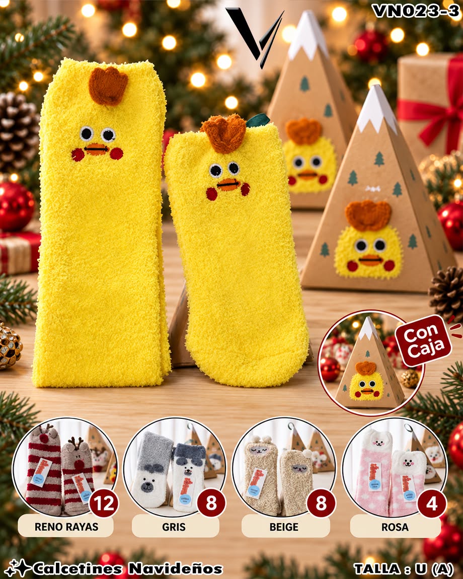VN023-3 - Calcetines Navideños Afelpados con Caja