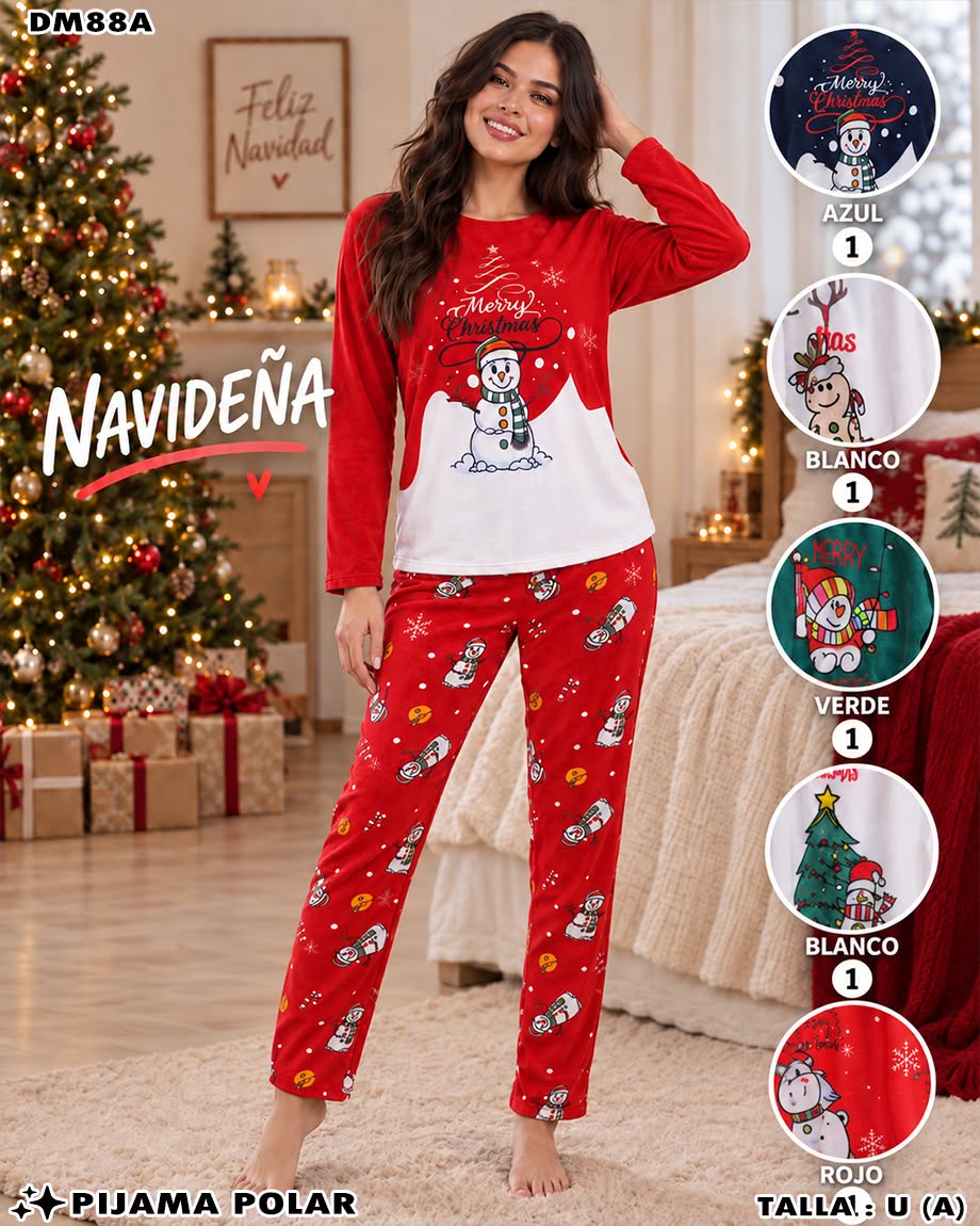 DM88A - Pijama Polar Navideña para Dama