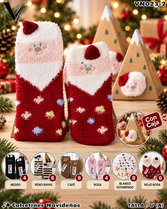 VN023-2 - Calcetines Navideños Afelpados con Caja