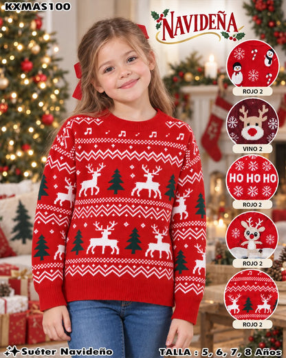KXMAS100 - Suéter Navideño Infantil de Punto