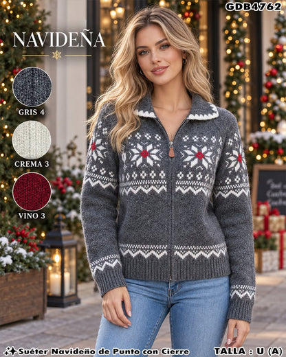 GDB4762 - Suéter Navideño de Punto con Cierre