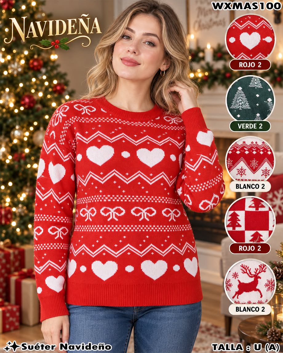 WXMAS100 - Suéter Navideño de Punto para Mujer