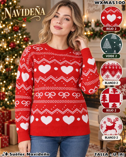 WXMAS100 - Suéter Navideño de Punto para Mujer