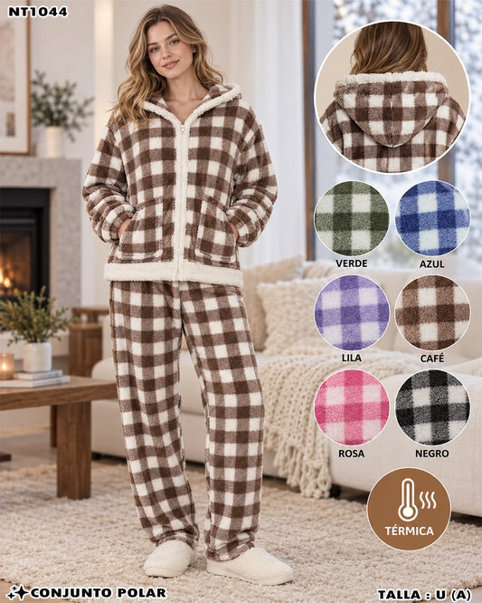 NT1044 - Conjunto Polar Térmico a Cuadros para Dama