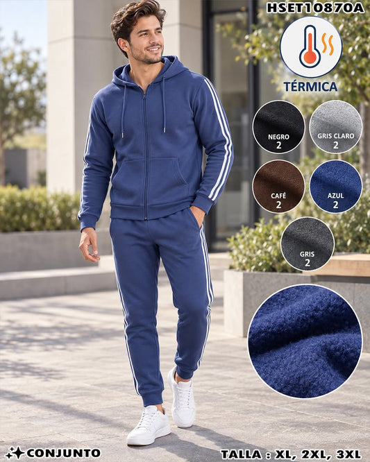 HSET10870A - Conjunto Térmico Deportivo para Caballero con Capucha
