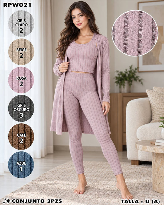 RPW021 - Conjunto Acanalado de 3 Piezas para Dama