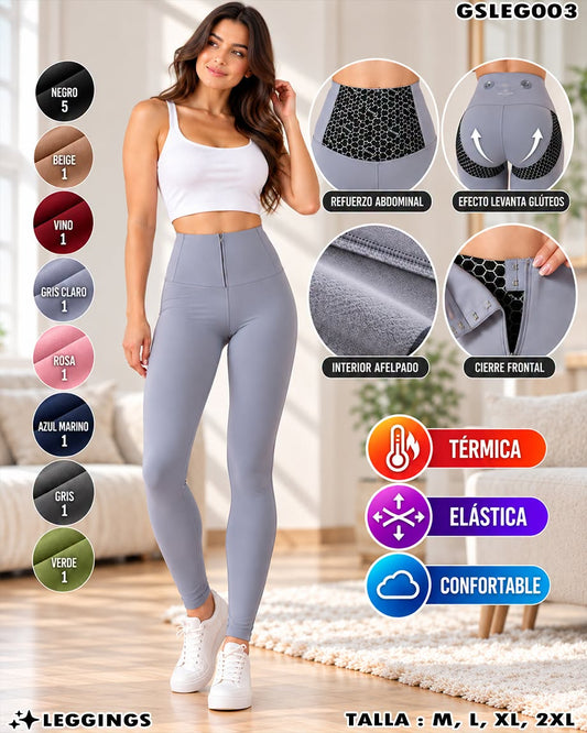 GSLEG003 - Leggings Térmicos de Cintura Alta con Refuerzo Abdominal y Efecto Levanta Glúteos