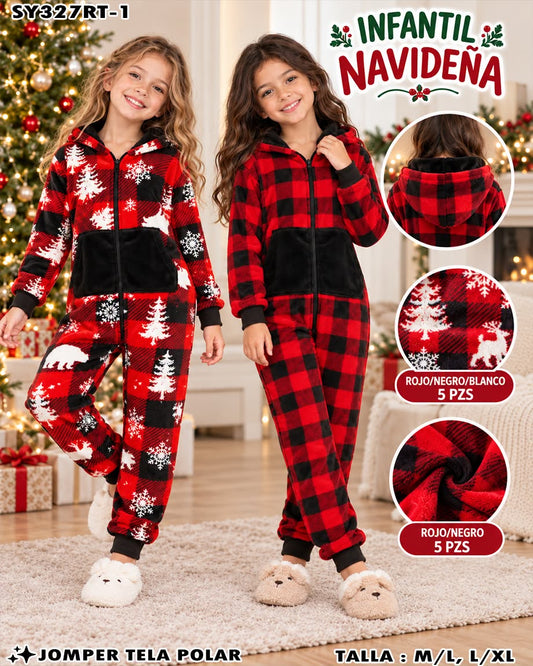 SY327RT-1 - Jomper Polar Navideño Infantil con Capucha