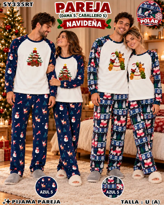 SY335RT - Pijama Navideña de 2 Piezas para Pareja de Polar