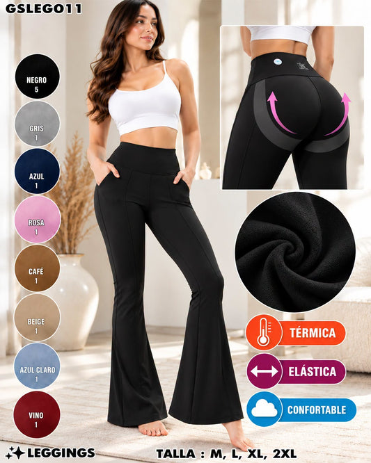 GSLEG011 - Leggings Térmicos Acampanados con Efecto Levanta Glúteos para Mujer