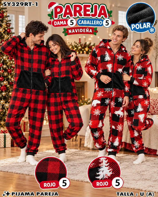 SY329RT-1 - Pijama Mameluco Navideño para Pareja de Polar