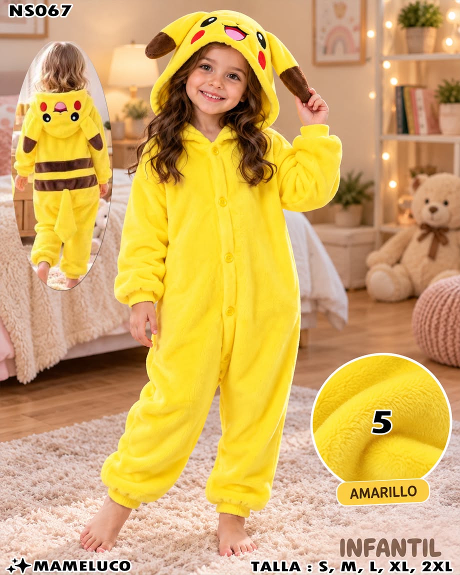 NS067 - Mameluco Infantil de Pikachu con Gorro