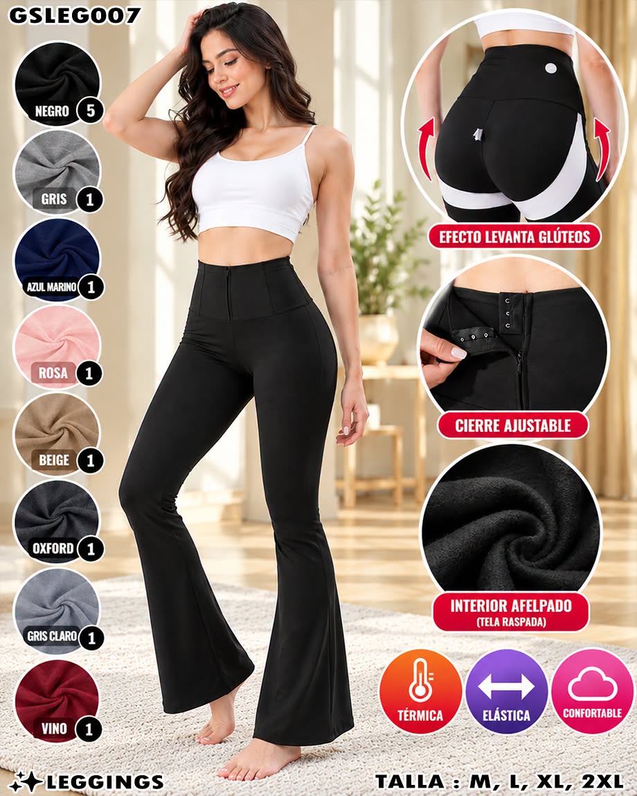 GSLEG007 - Leggings Térmicos Acampanados con Efecto Levanta Glúteos para Mujer