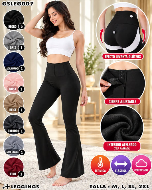 GSLEG007 - Leggings Térmicos Acampanados con Efecto Levanta Glúteos para Mujer