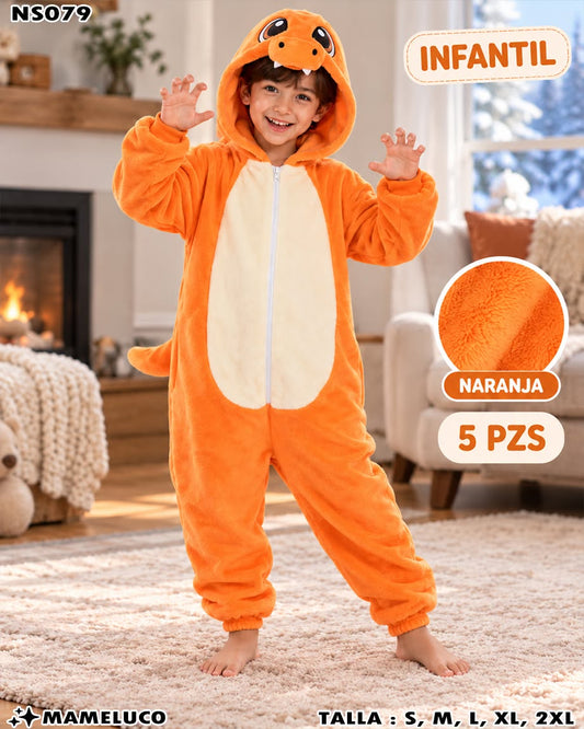 NS079 - Mameluco Infantil de Charmander con Gorro