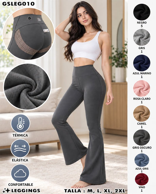 GSLEG010 - Leggings Térmicos Acampanados con Efecto Levanta Glúteos para Mujer