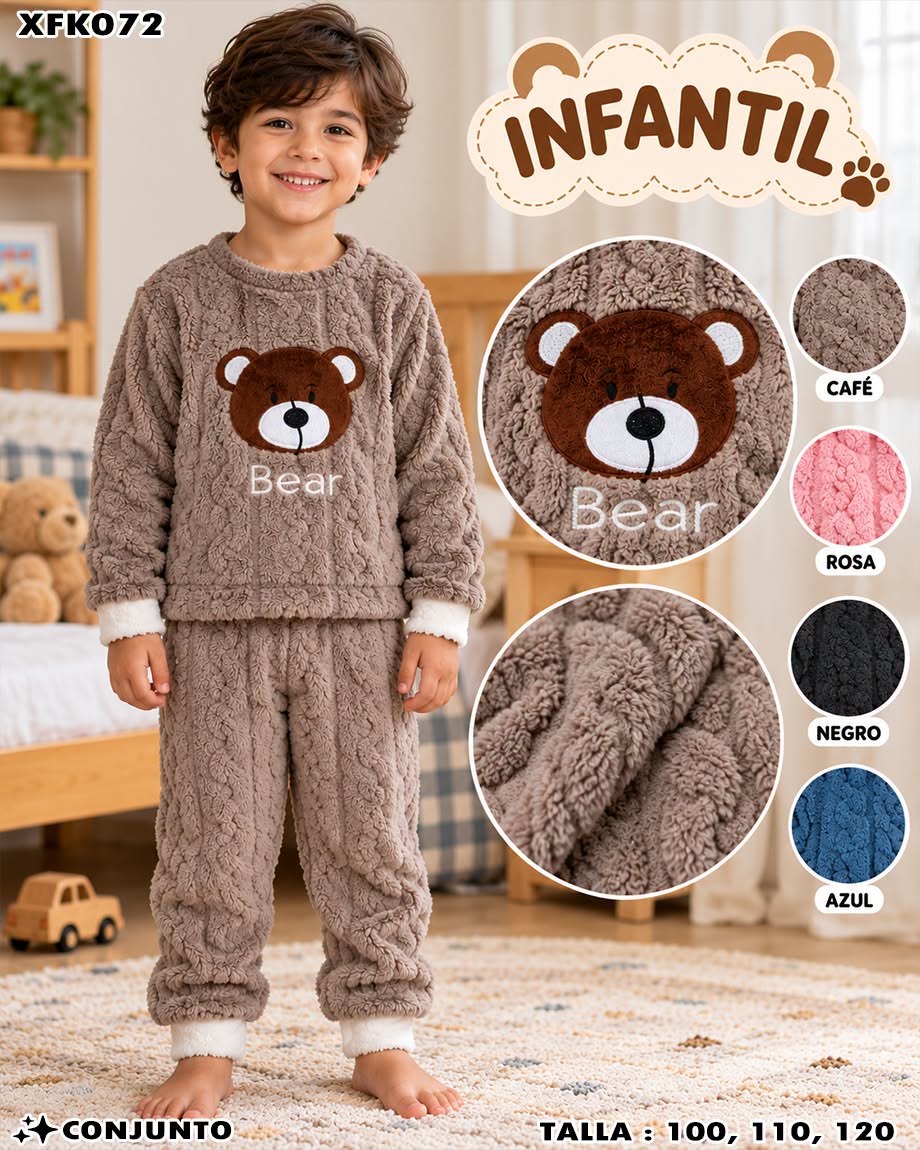 XFK072 - Conjunto Infantil Afelpado con Diseño de Osito