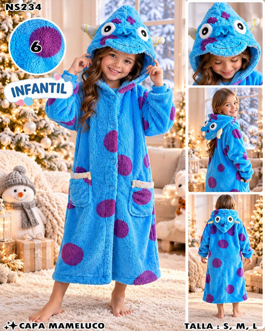 NS234 - Capa Mameluco Infantil de Sulley con Gorro