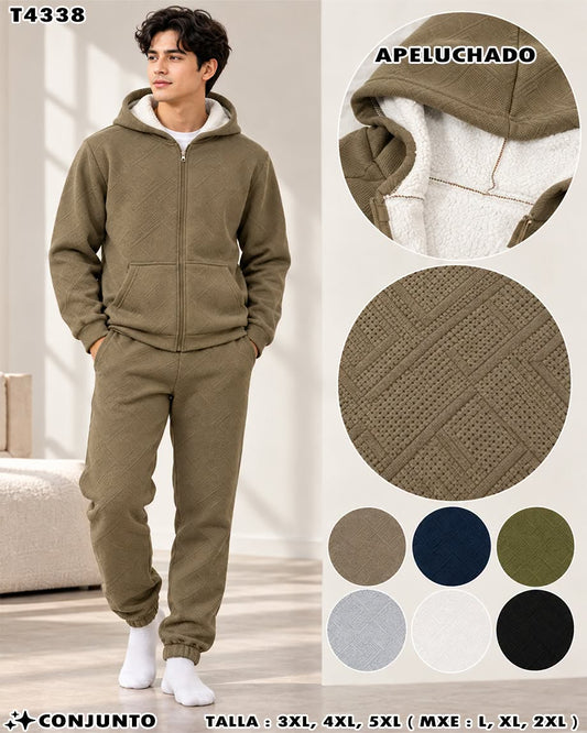 T4338 - Conjunto Apeluchado con Capucha para Hombre
