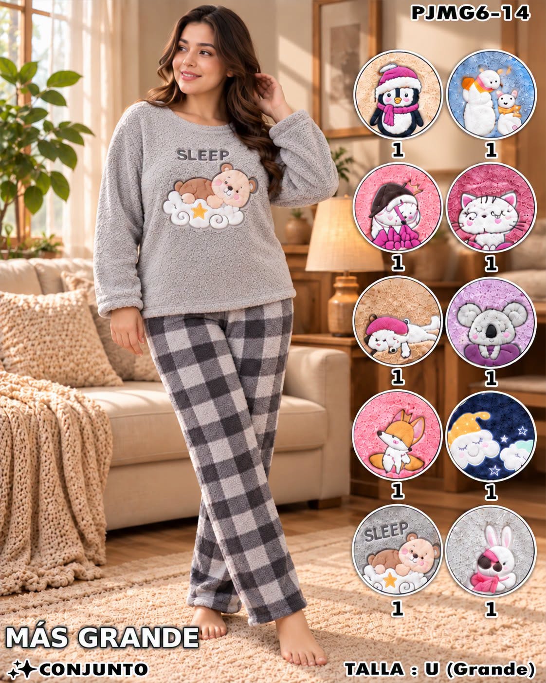 PJMG6-14 - Conjunto de Pijama Térmica Talla Grande