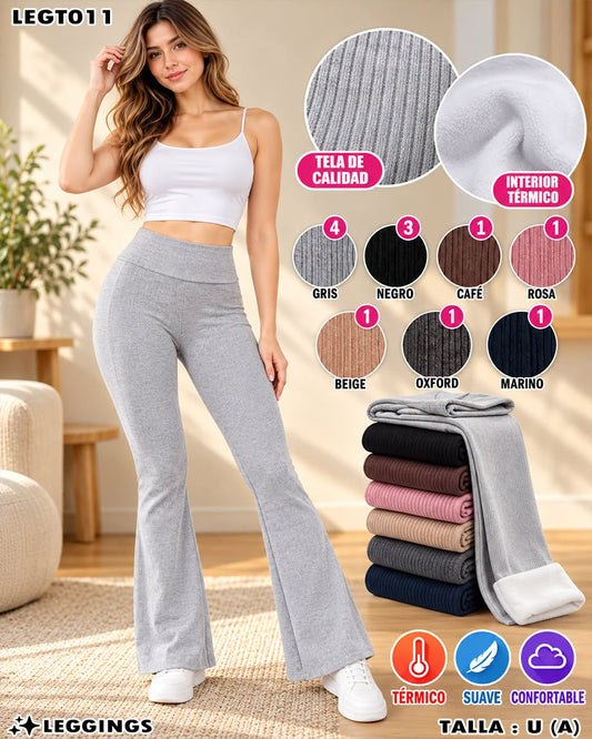 LEGT011 - Leggings Térmicos Acampanados de Tela Canalé