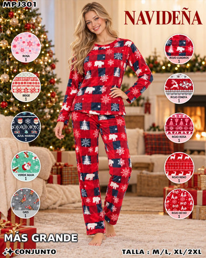 MPJ301 - Conjunto de Pijama Navideña Talla Grande