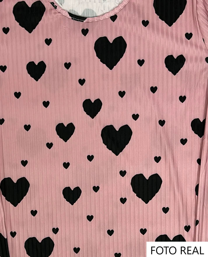 VP506 - Conjunto de Pijama para Dama con Corazones
