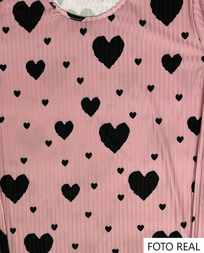 VP506 - Conjunto de Pijama para Dama con Corazones