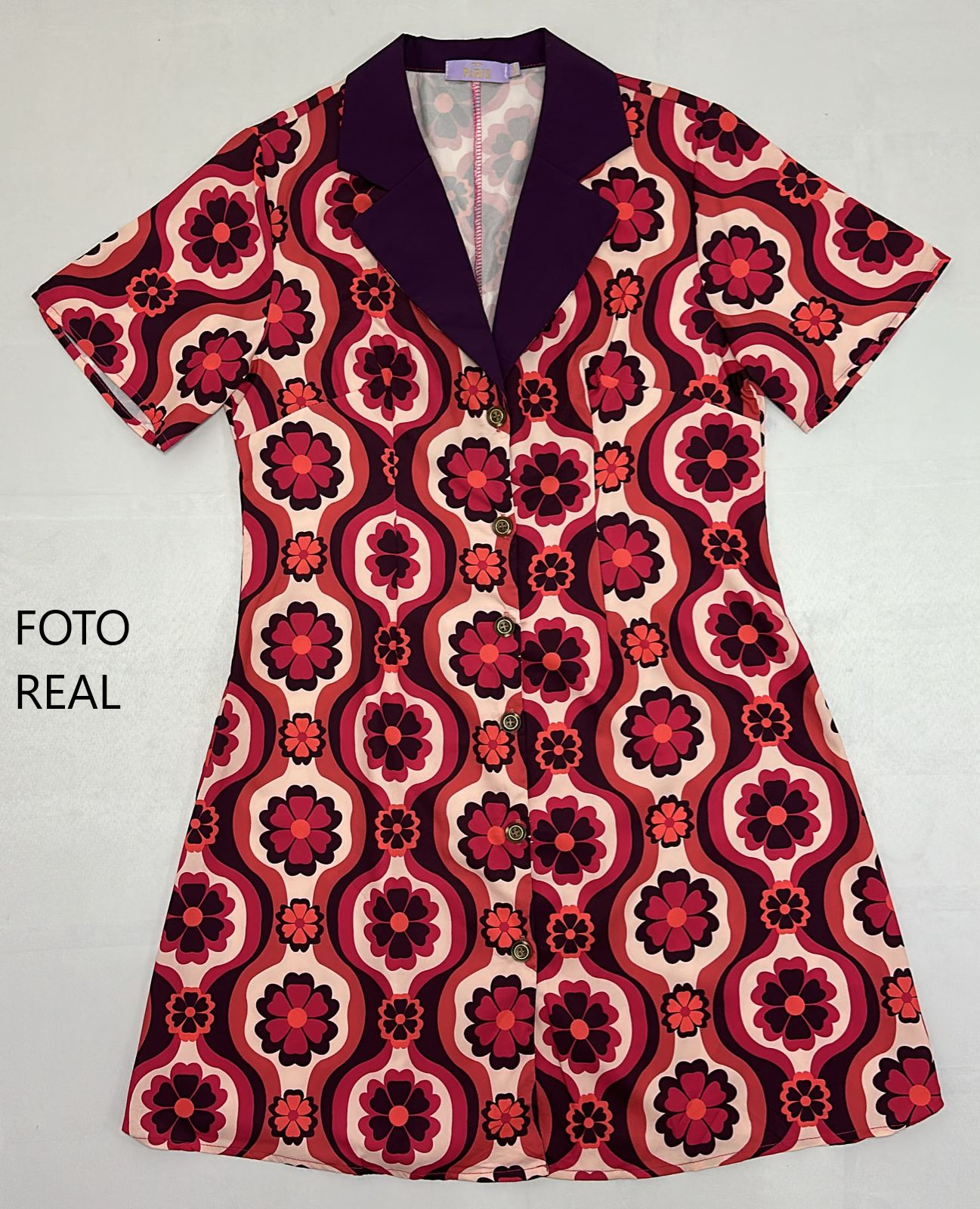 TQ9036 - Vestido Camisero Retro Estampado