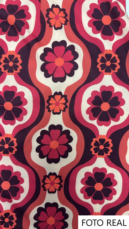 TQ9036 - Vestido Camisero Retro Estampado