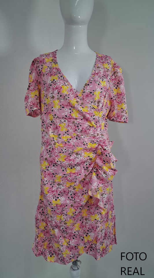 TQ9930 - Vestido Floral Cruzado Elegante