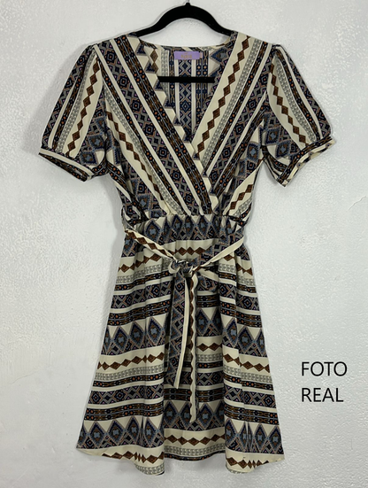 TQ9959 - Vestido Camisero Estampado Boho