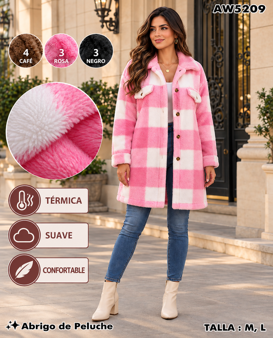 AW5209 - Abrigo de Peluche a Cuadros