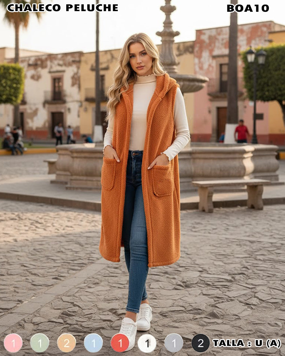 BOA10 - Chaleco peluche largo