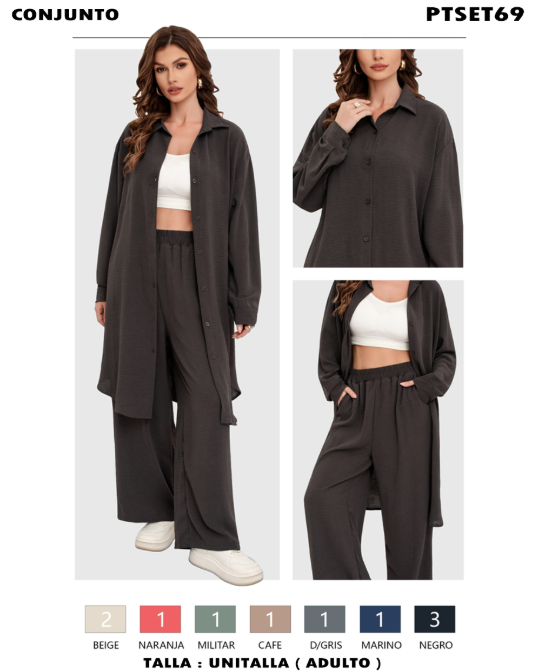 PTSET69 - Conjunto largo tipo camisero