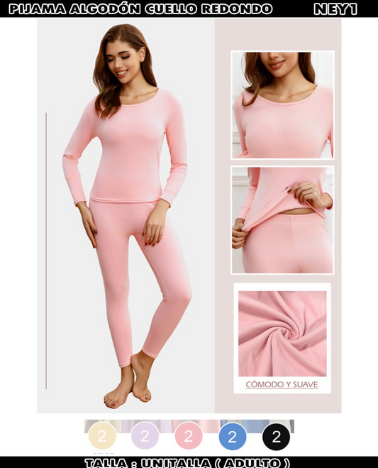 NEY1 - Pijama algodon cuello redondo