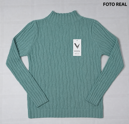 VS009 - Suéter Acanalado Cuello Alto para Dama