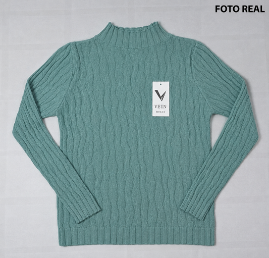 VS009 - Suéter Acanalado Cuello Alto para Dama