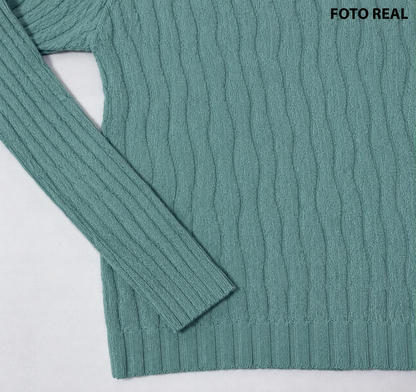VS009 - Suéter Acanalado Cuello Alto para Dama