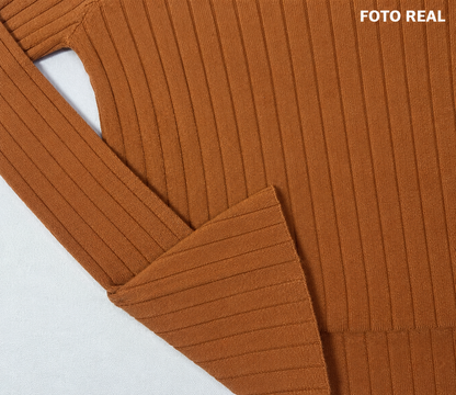 VS008 - Suéter Acanalado Cuello Alto para Dama