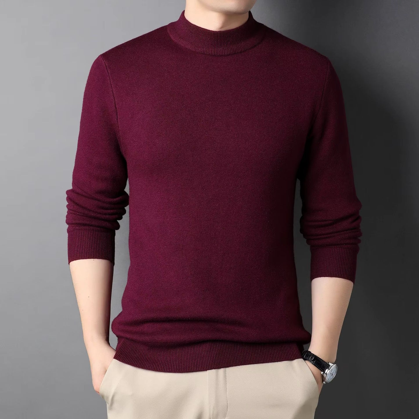 VS902 - Suéter para hombre cuello mock