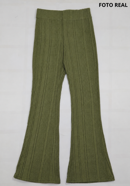 RPW025 - Pantalón Acampanado Acanalado para Dama
