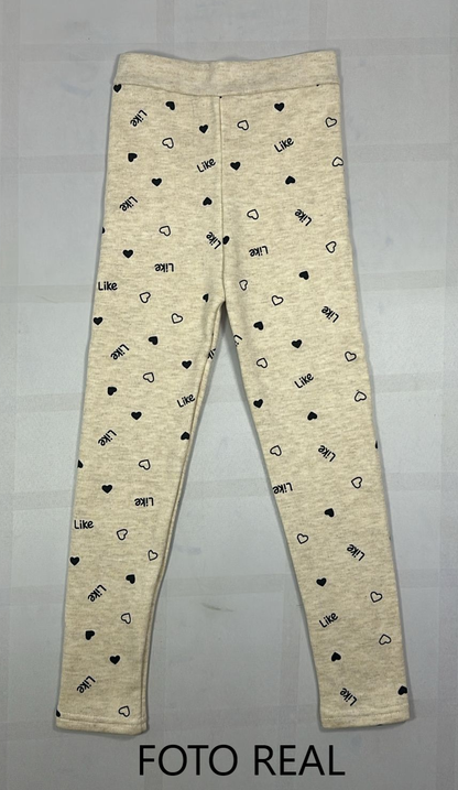 KLEG304 - Leggings Infantil Afelpado con Corazones