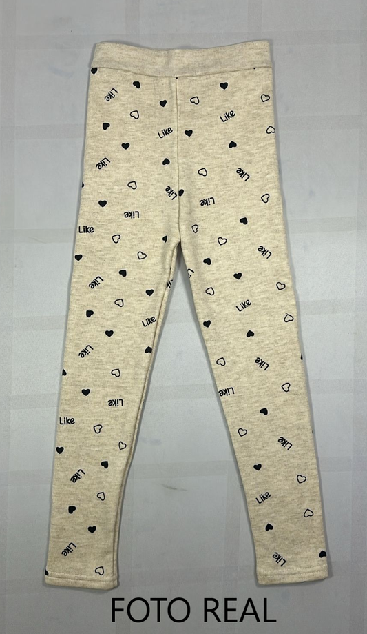 KLEG304 - Leggings Infantil Afelpado con Corazones