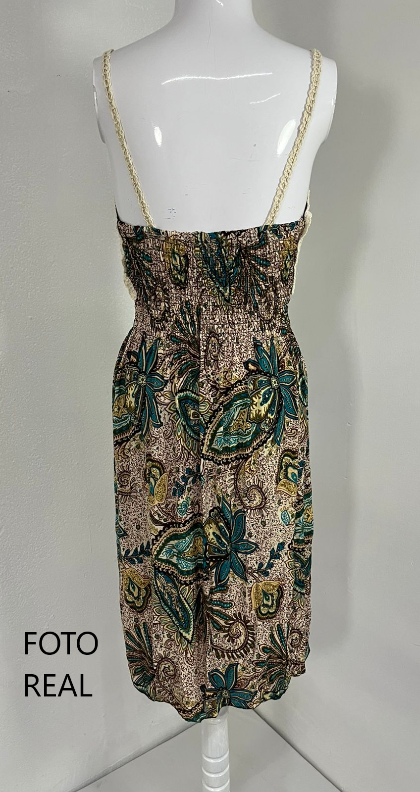LT159 - Vestido Combinado Crochet & Estampado