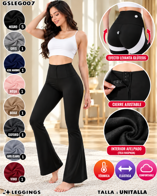 GSLEG007 - Leggings Térmicos Acampanados con Efecto Levanta Glúteos para Mujer